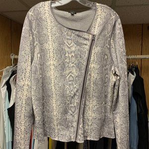 Ann Taylor Asymmetrical Zip Snake Print Jacket